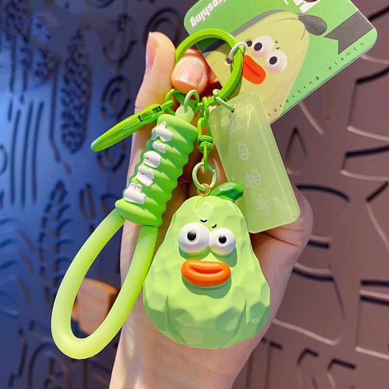 Wholesale Creative Wood Carving Style Vegetables and Fruits Series Watermelon Resin Keychain